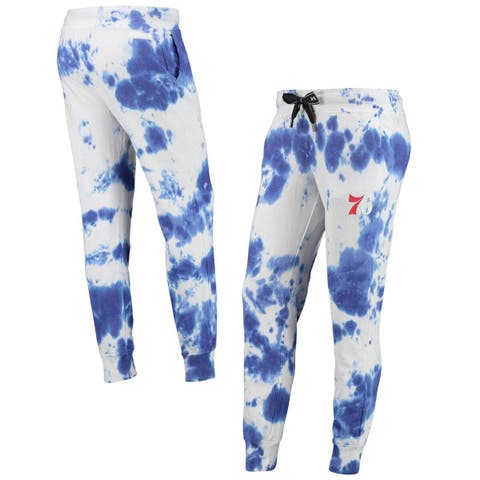 Women's DKNY Sport White/Royal Philadelphia 76ers Melody Tie-Dye Jogger Pants