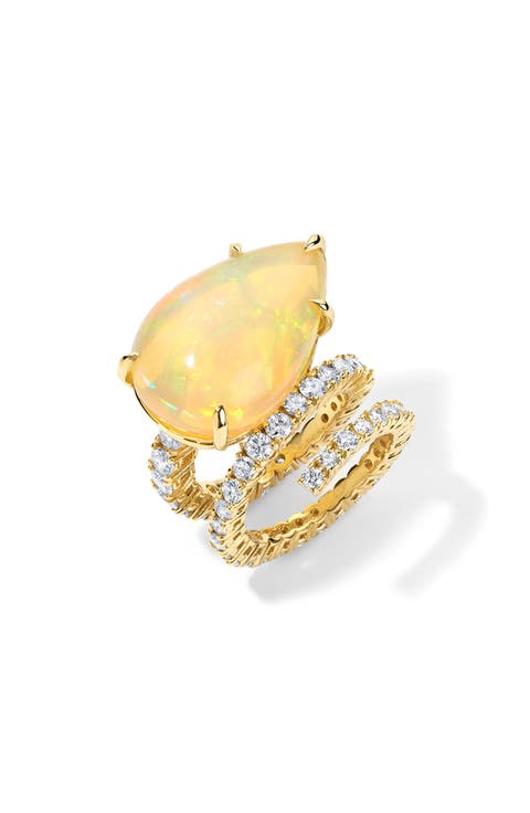 Teardrop Opal & Diamond Wraparound Ring