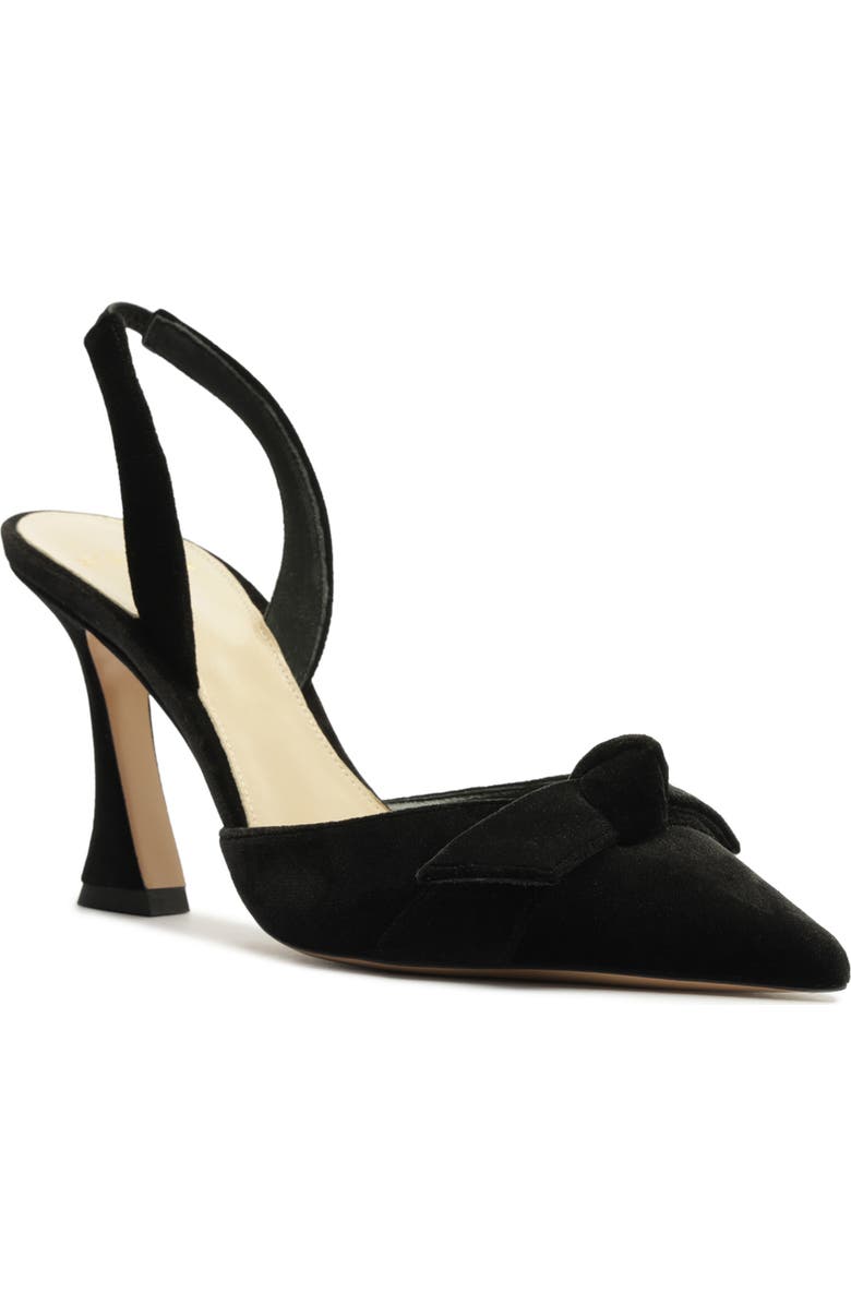 Alexandre Birman Clarita Bow Pointed Toe Slingback Sandal, Main, color, Black