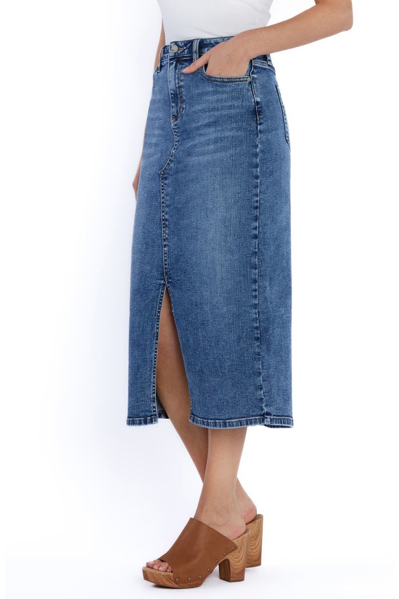 Lucy Denim Midi Skirt, Alternate, color, RICH BLUE