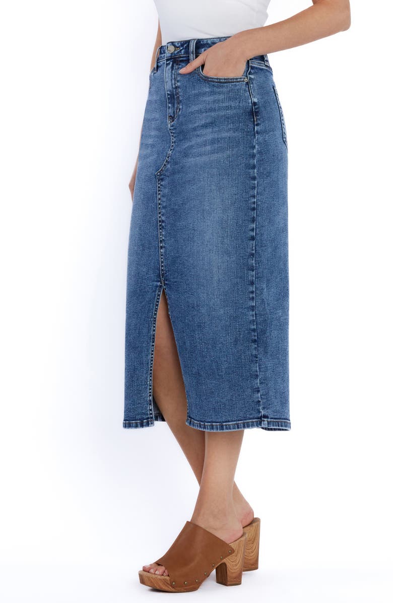 Wash Lab Denim Lucy Denim Midi Skirt, Alternate, color, Rich Blue