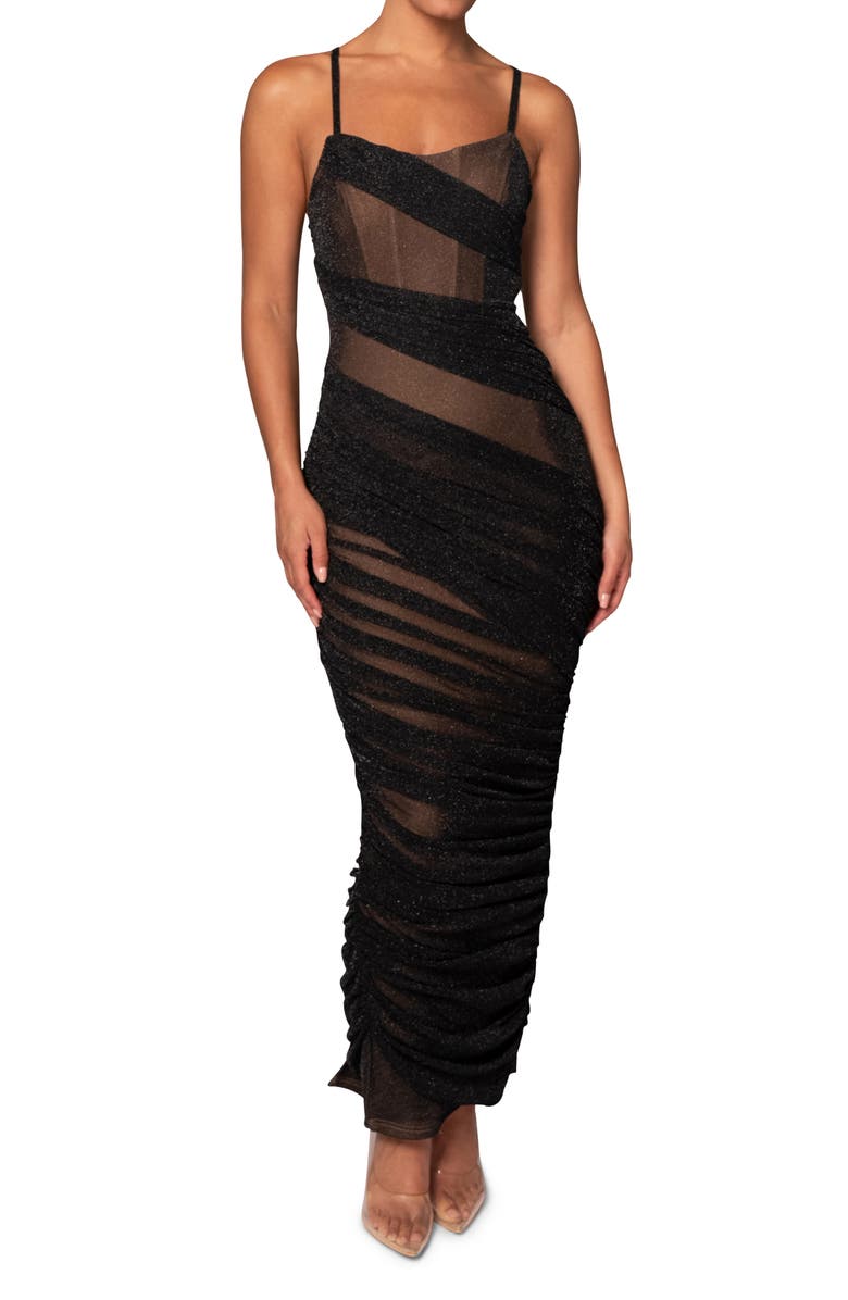 JLUXLABEL Catalina Metallic Sleeveless Knit Maxi Dress, Main, color, Black