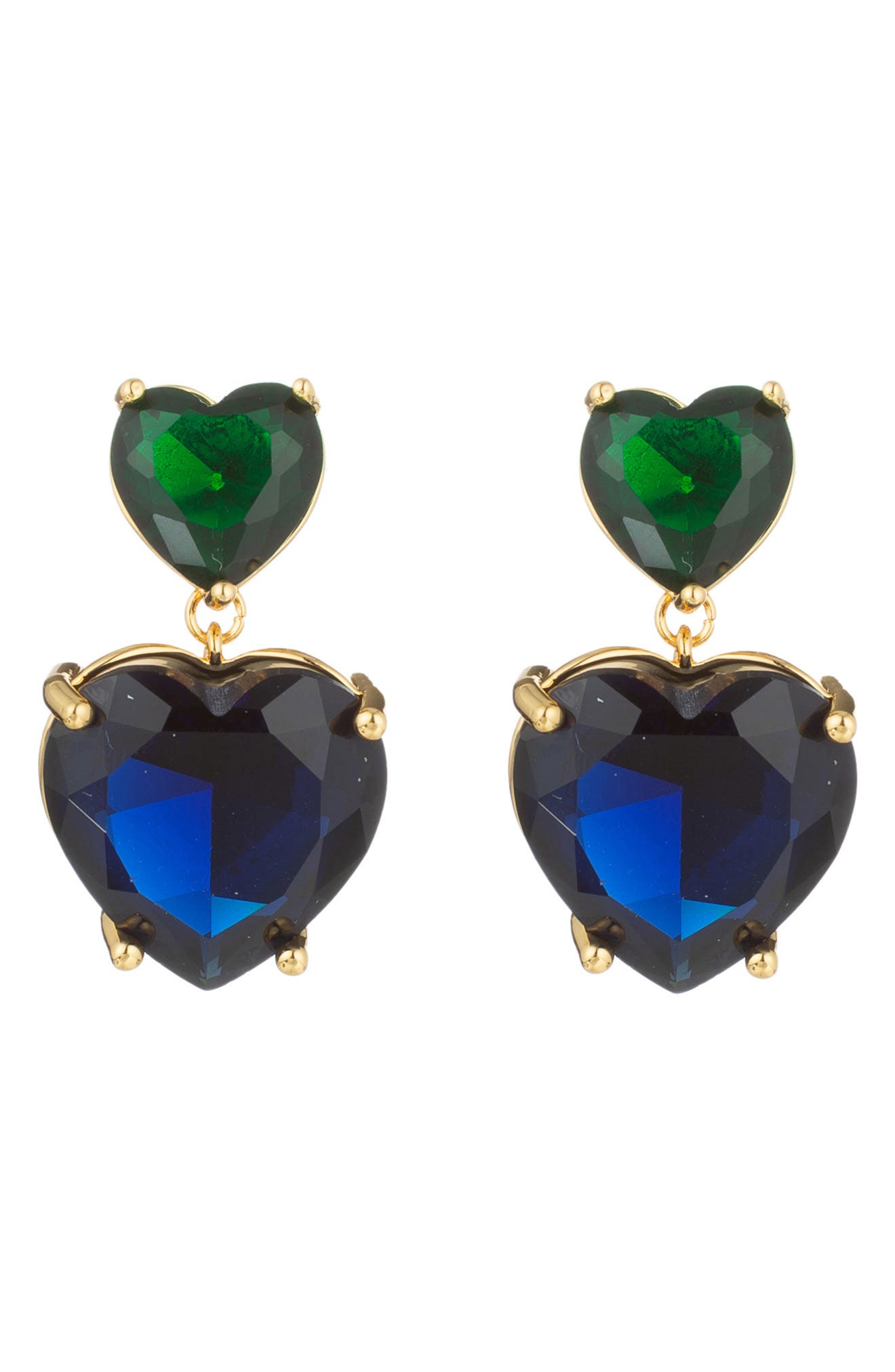 EYE CANDY LOS ANGELES Beatrice Two Tone CZ Heart Drop Earrings