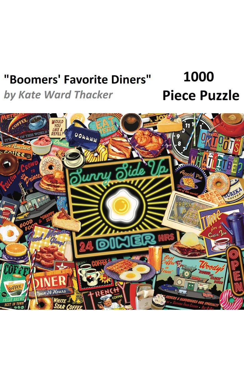 Hart Puzzles Boomer's Favorite Diners by Kate Ward Thacker, 24 x 30 Inches, 1000 Piece Puzzle, Alternate, color, Multicolored