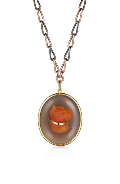 Dog Cameo Pendant Necklace