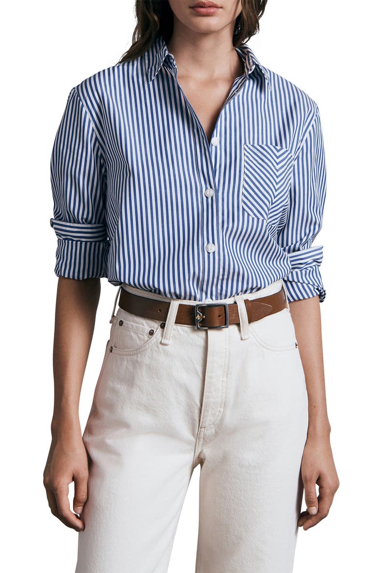 ICONS Maxine Stripe Button-Up Shirt, Main, color, BLUSTRIPE