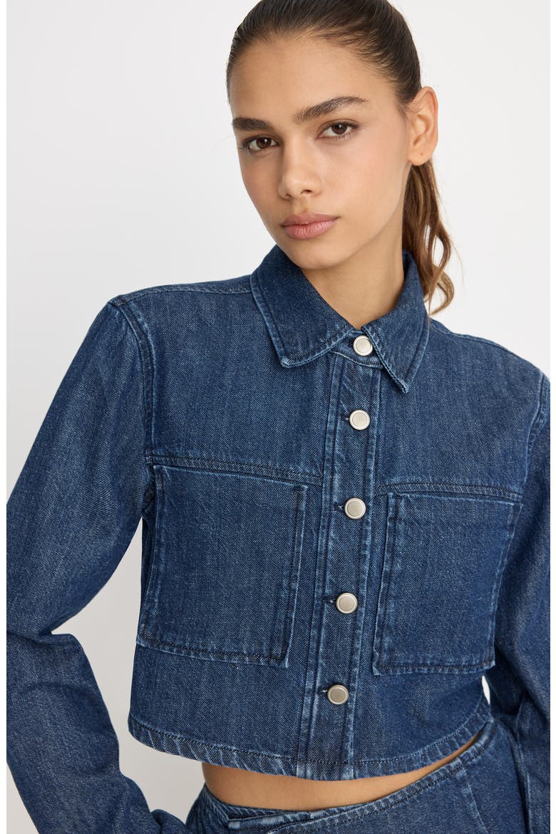 Cropped Denim Jacket, Alternate, color, INDIGO1187
