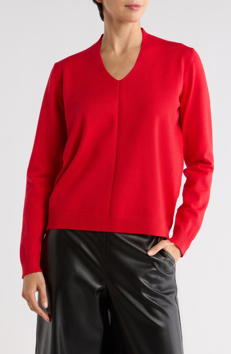 PATRIZIA LUCA V-Neck Sweater, Main, color, Red