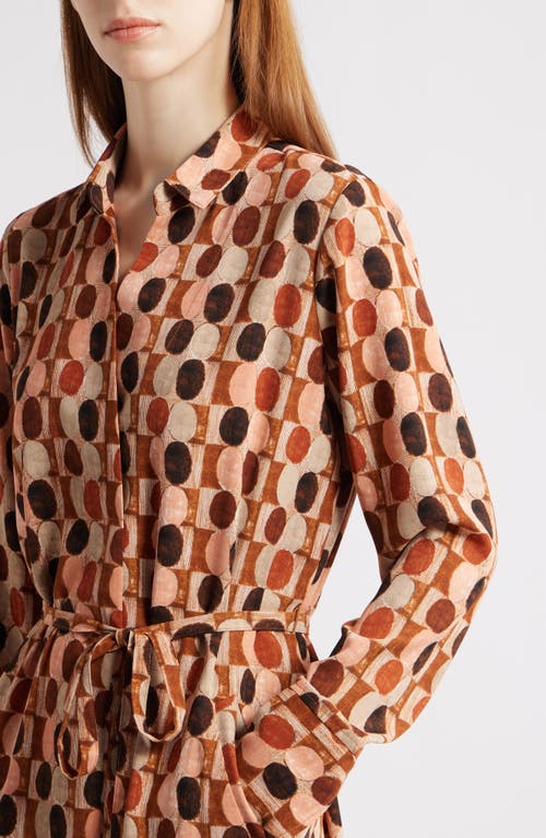 Nic + Zoe Nic+zoe Devon Circle Print Long Sleeve Belted Dress In Multi