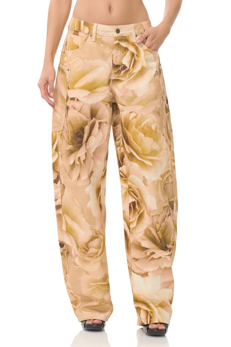 Bexley Floral Barrel Leg Jeans, Main, color, GOLD ROSE PRINT