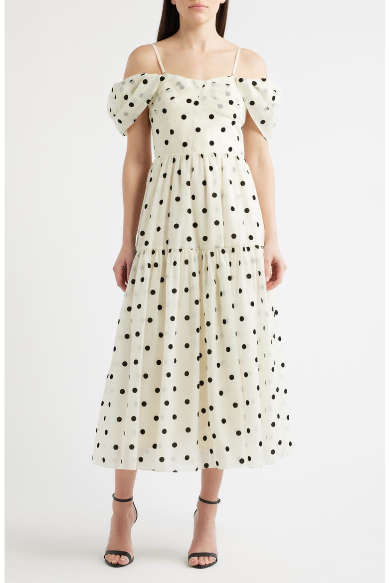 Catarina Off the Shoulder Maxi Dress, Main, color, CREAM BLACK