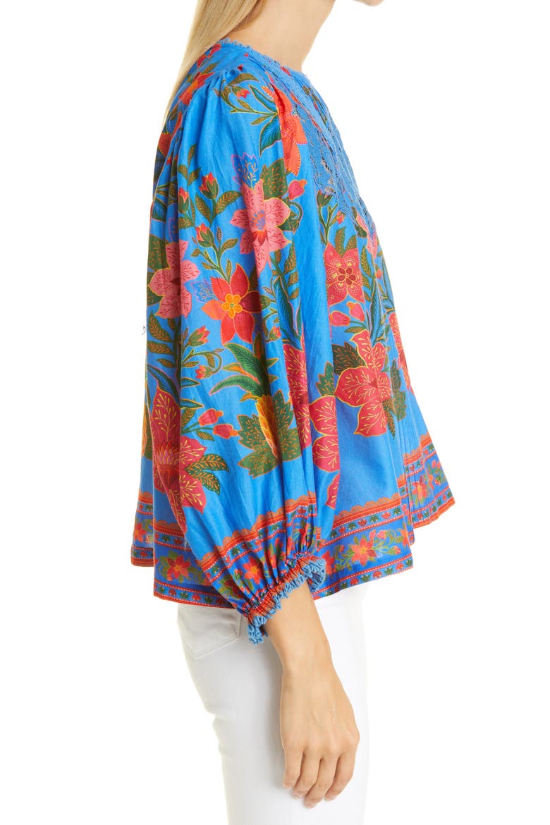 Tropical Tapestry Cotton Blouse, Alternate, color, BLUE TROPICAL TAPESTRY