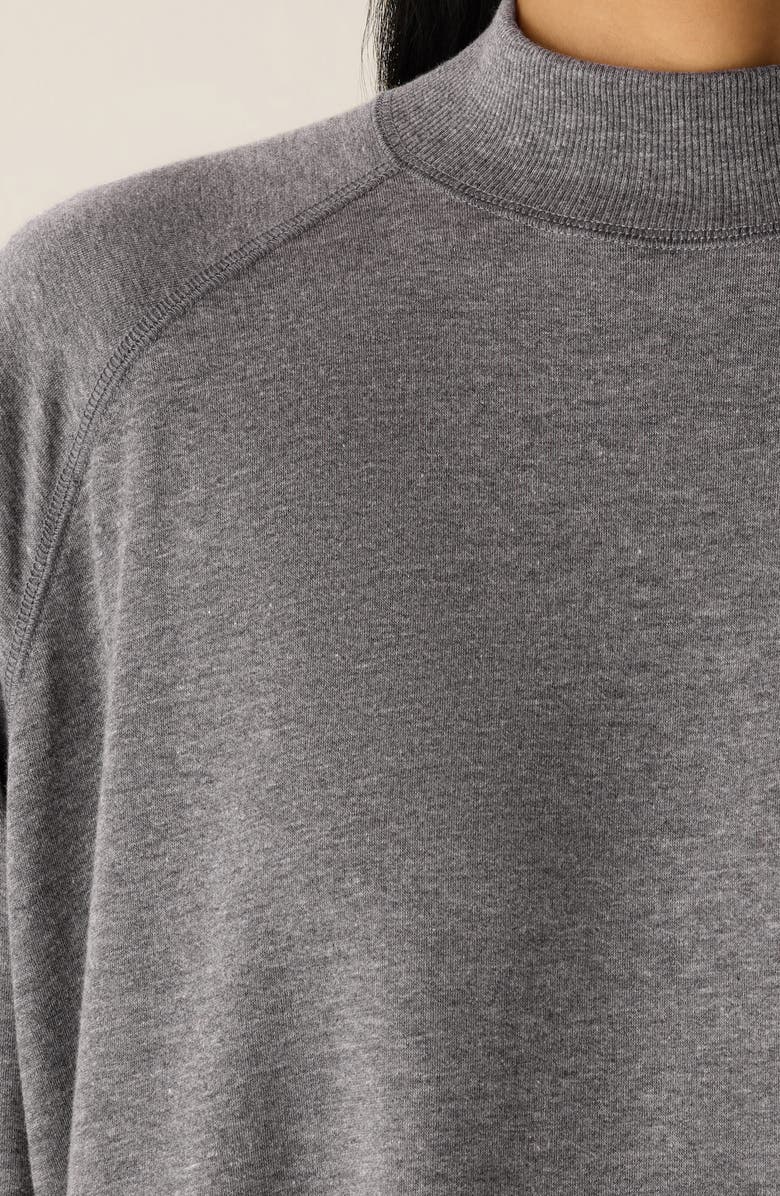 Eileen Fisher Mock Neck Long Sleeve Terry Shirt, Alternate, color, Ash
