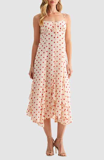 Lush Ruffle Handkerchief Hem Midi Dress