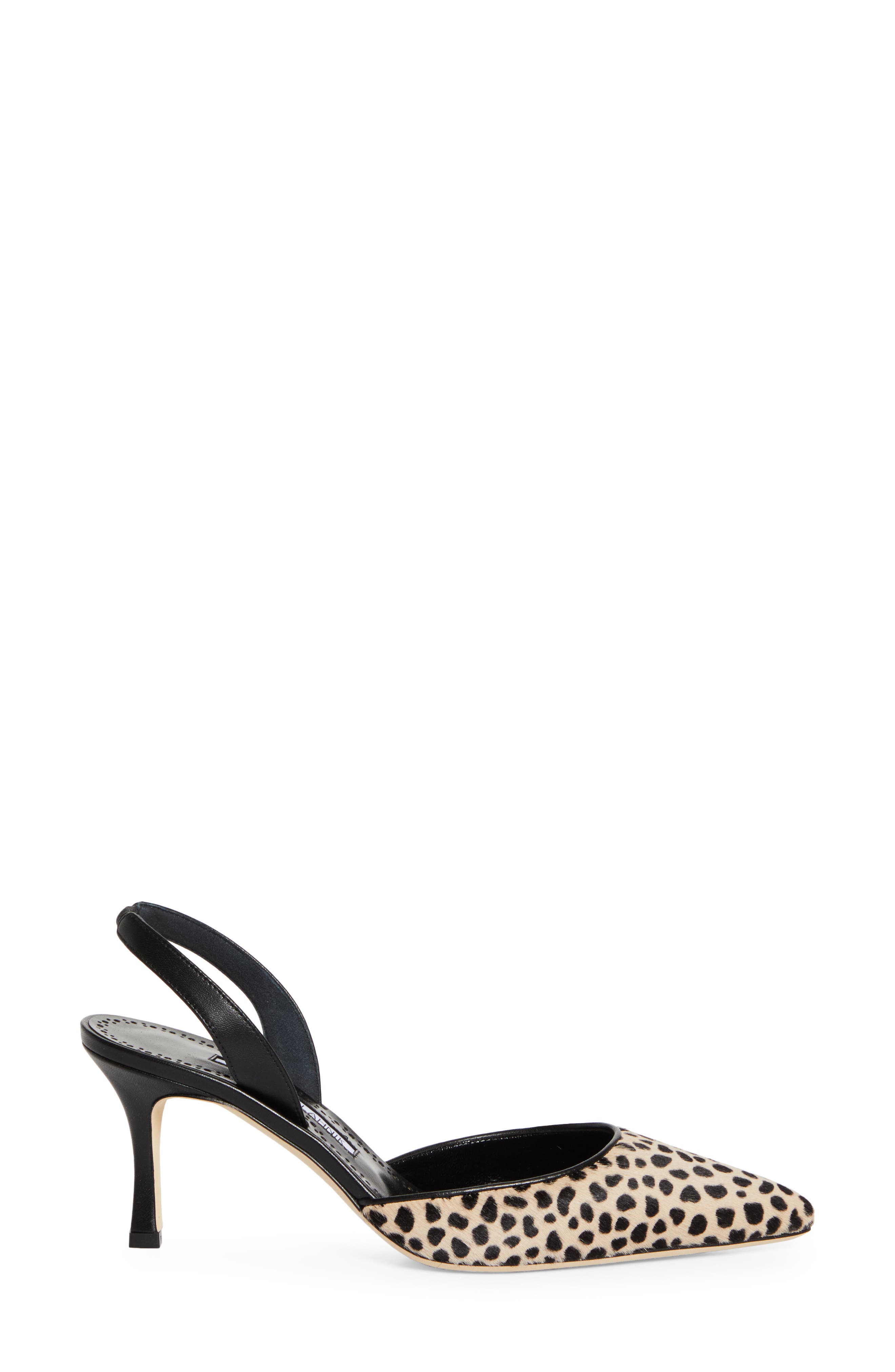 Manolo Blahnik Carolyne Genuine Calf Hair Slingback Pump, Alternate, color, Black/Ivory