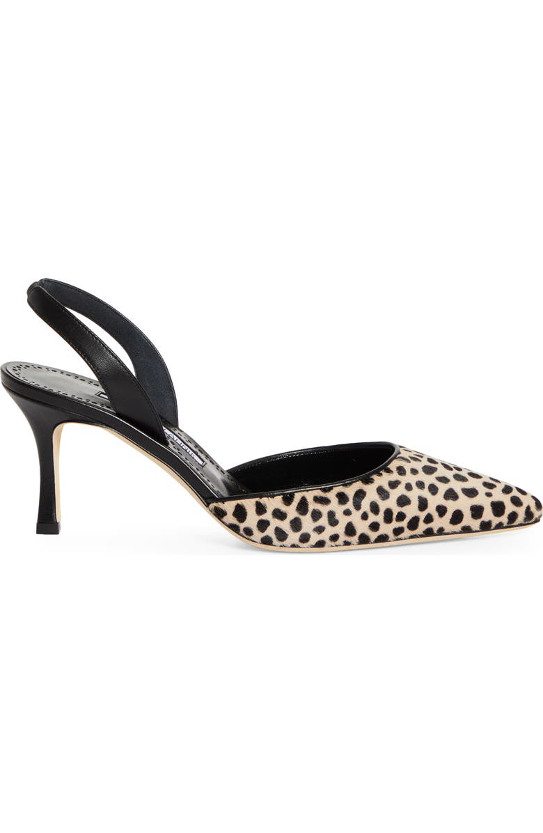 Manolo Blahnik Carolyne Genuine Calf Hair Slingback Pump, Alternate, color, Black/Ivory