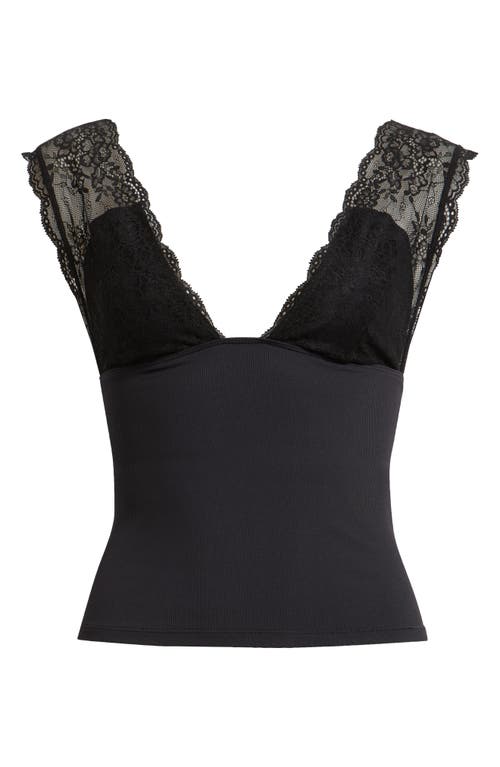 Free People Power Pay Lace Trim Camisole In Black