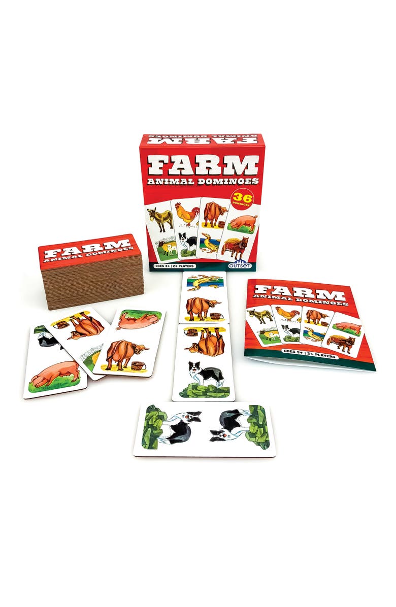 Outset Farm Animal Dominoes Matching Card Game, Alternate, color, Multicolored
