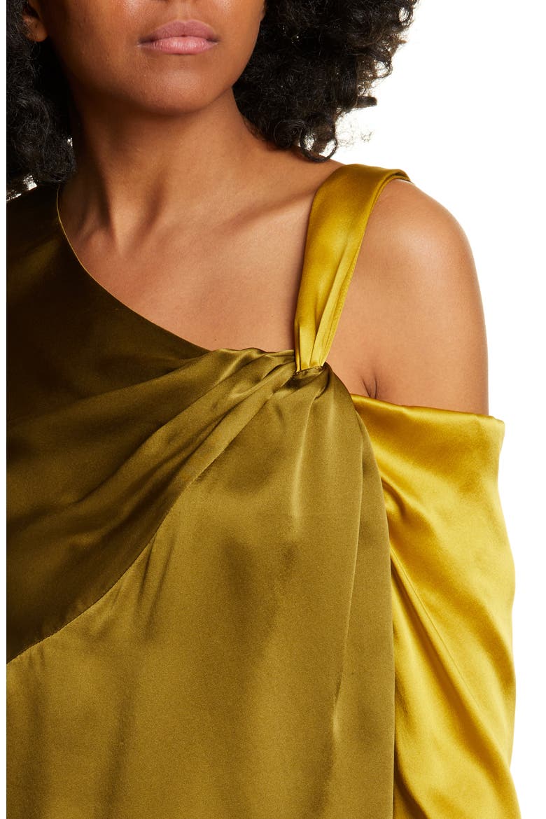 Mabel Two-Tone Silk Satin Top, Alternate, color, OCHRE/ MOSS
