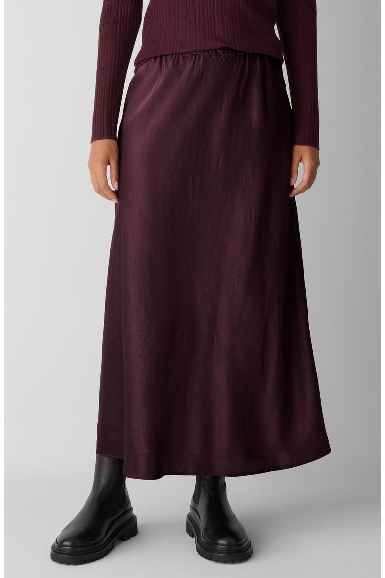 Crinkle Satin Bias Skirt, Main, color, WINE
