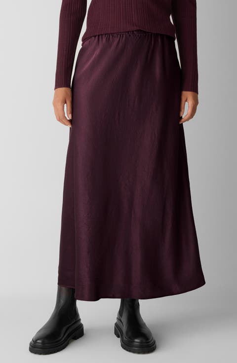 Crinkle Satin Bias Skirt