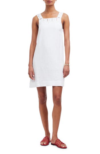 Madewell Taped Cutwork Tank Linen Minidress In Eyelet White