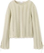 MANGO Mixed Open Stitch Long Sleeve Cotton Sweater