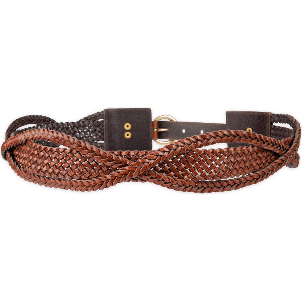 Sam Edelman Twist Braided Leather Belt In Brown