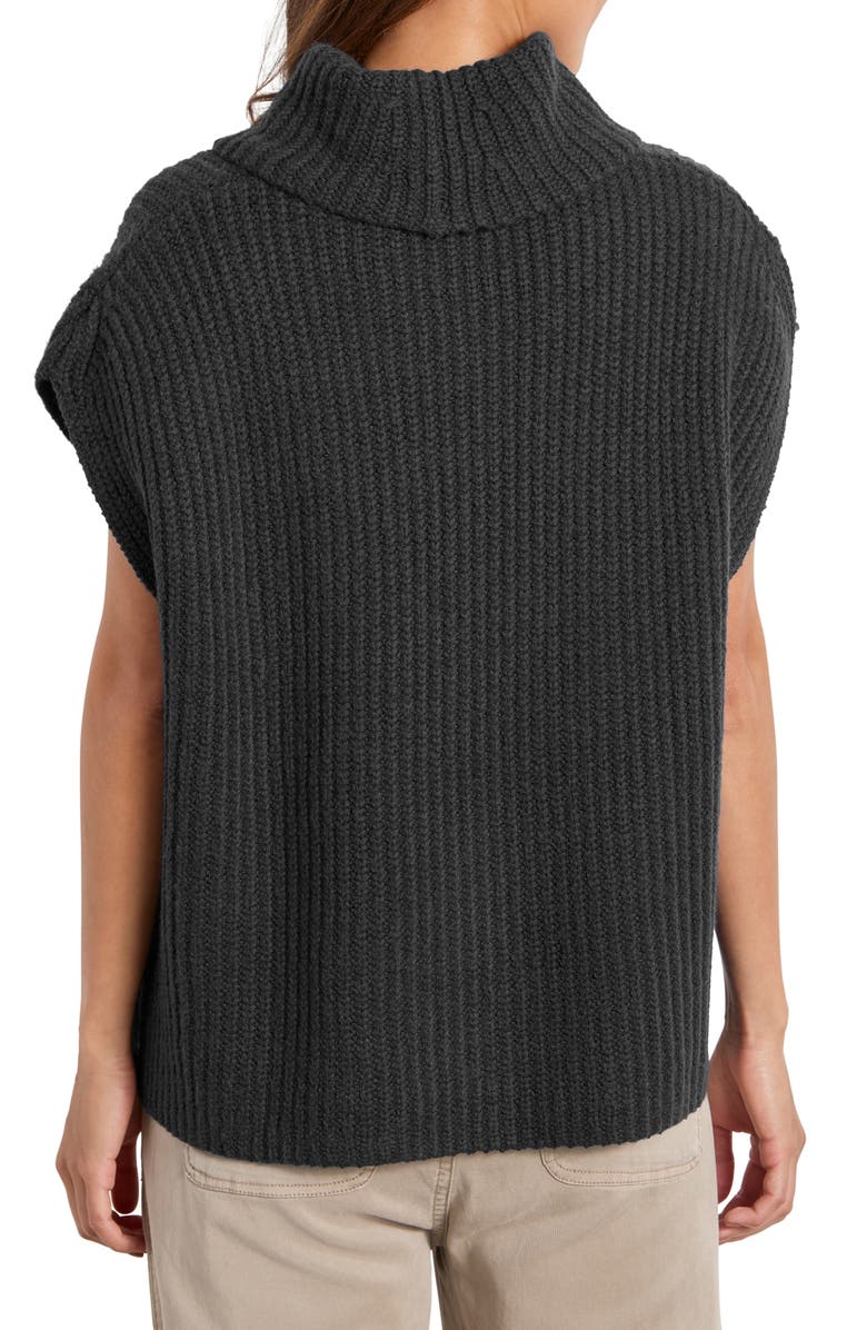 Splendid Rosalie Turtleneck Short Sleeve Sweater, Alternate, color, Black