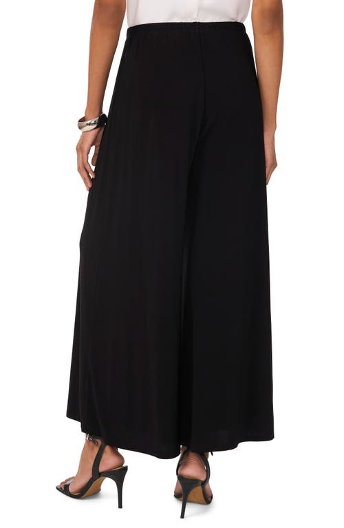 Vince Camuto Petites Womens Solid Polyester Wide Leg Pants In Rich Black