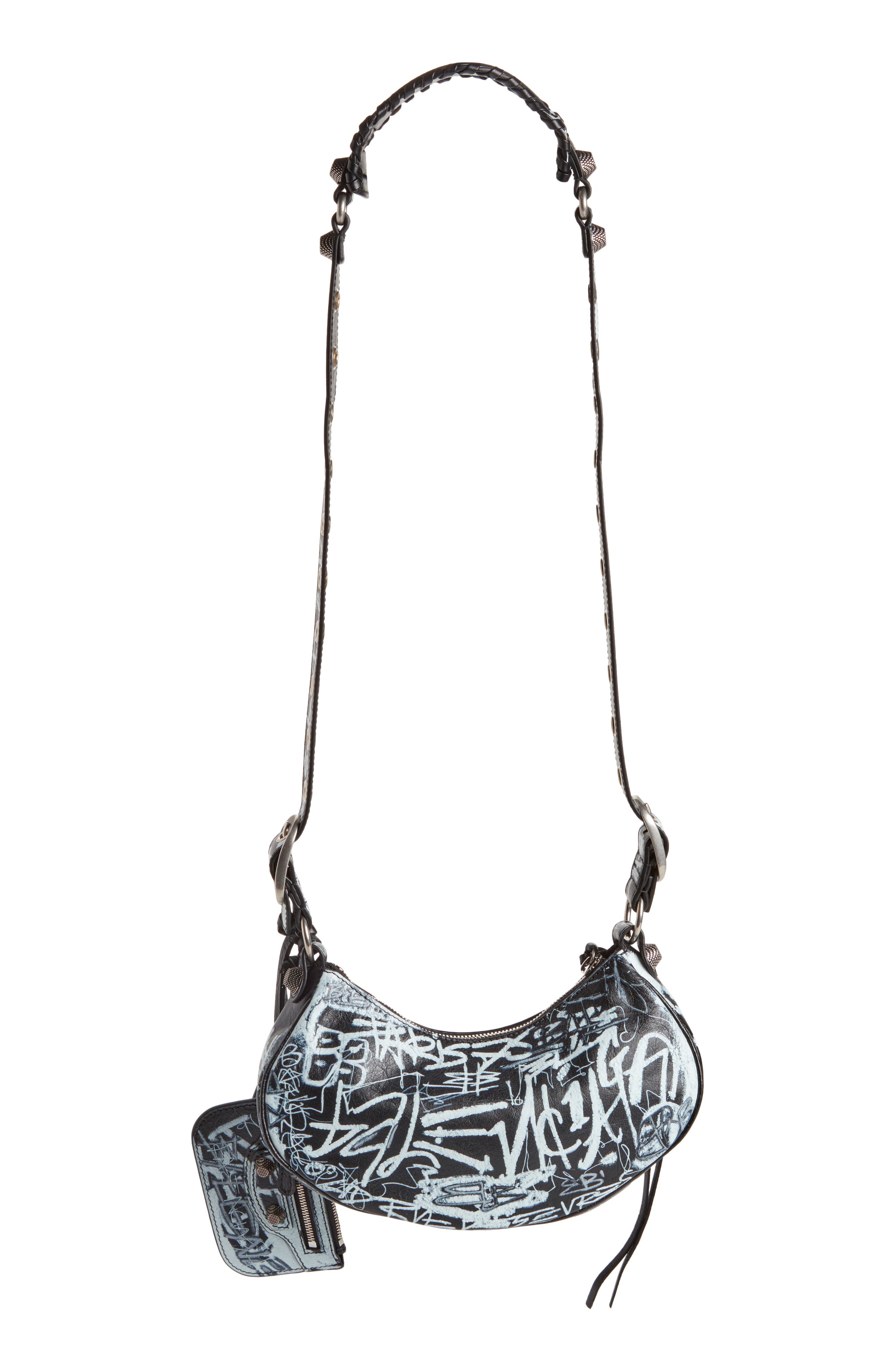 Balenciaga Extra Small Le Cagole Graffiti Lambskin Shoulder Bag, Alternate, color, 