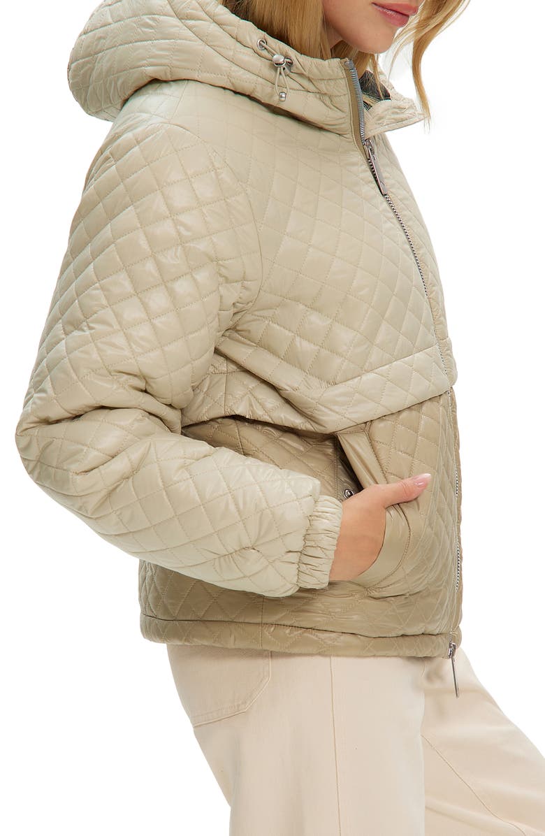 Noize Tea Two-Tone Diamond Quilted Jacket, Alternate, color, Oat