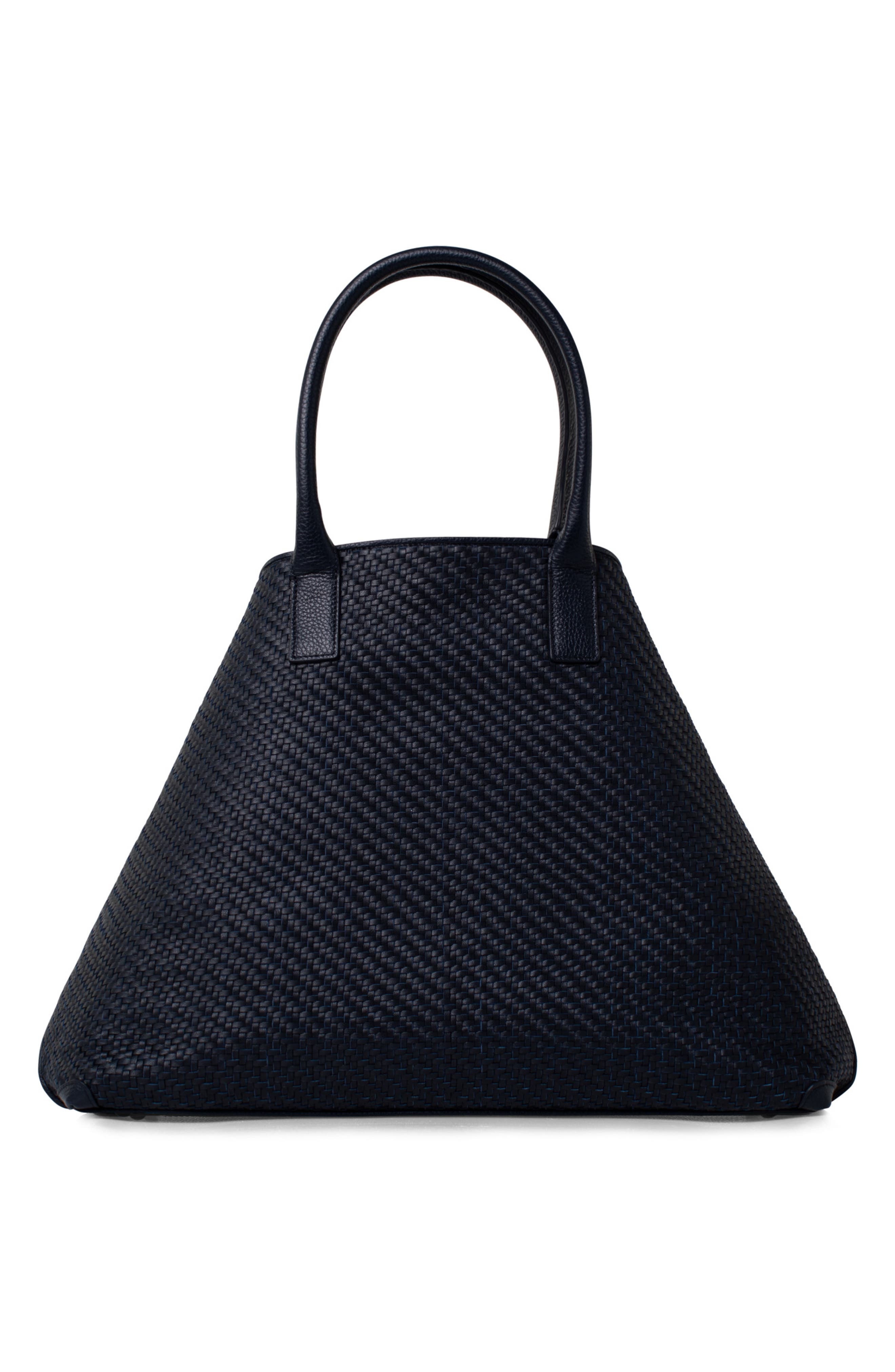 Akris Small AI Woven Plaid Calfskin Leather Tote, Alternate, color, 