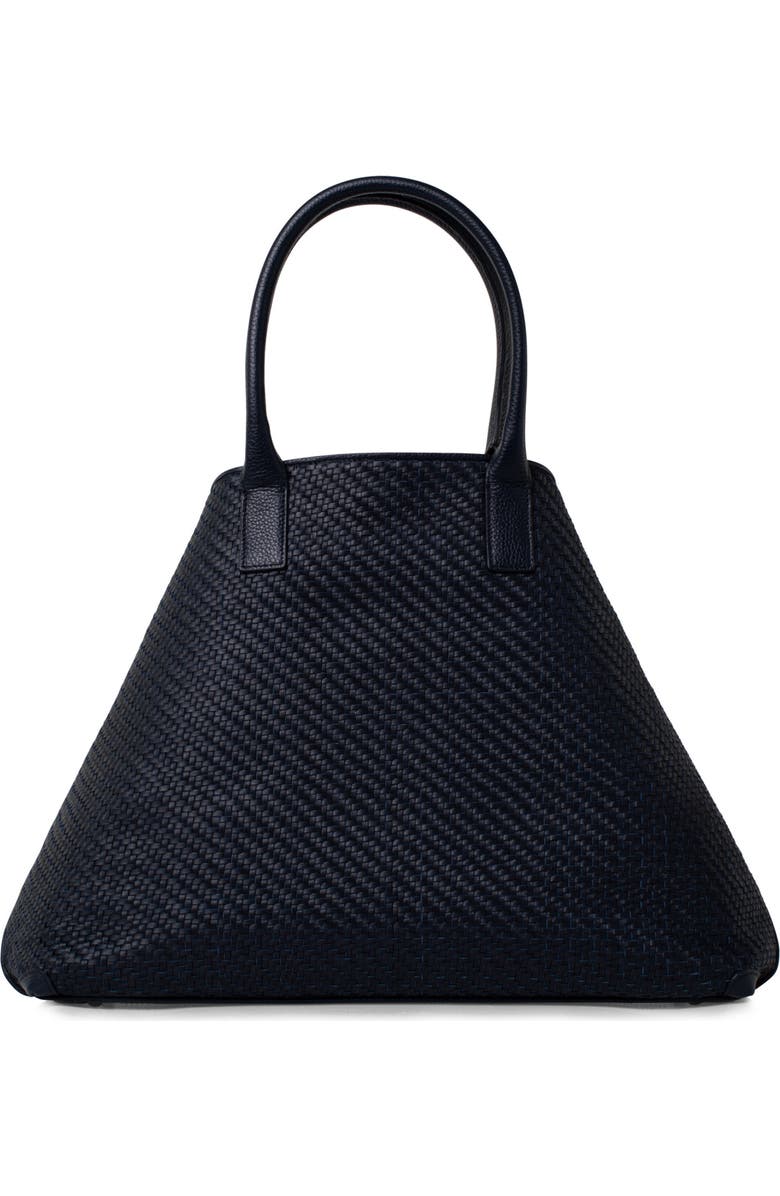 Akris Small AI Woven Plaid Calfskin Leather Tote, Alternate, color,