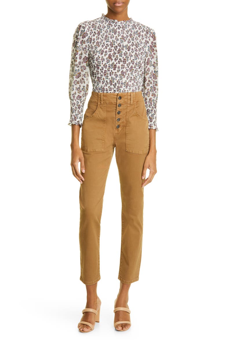 Arya High Waist Crop Straight Leg Jeans, Alternate, color, OCHRE