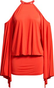 JADED LONDON Beaded Halter Batwing Minidress