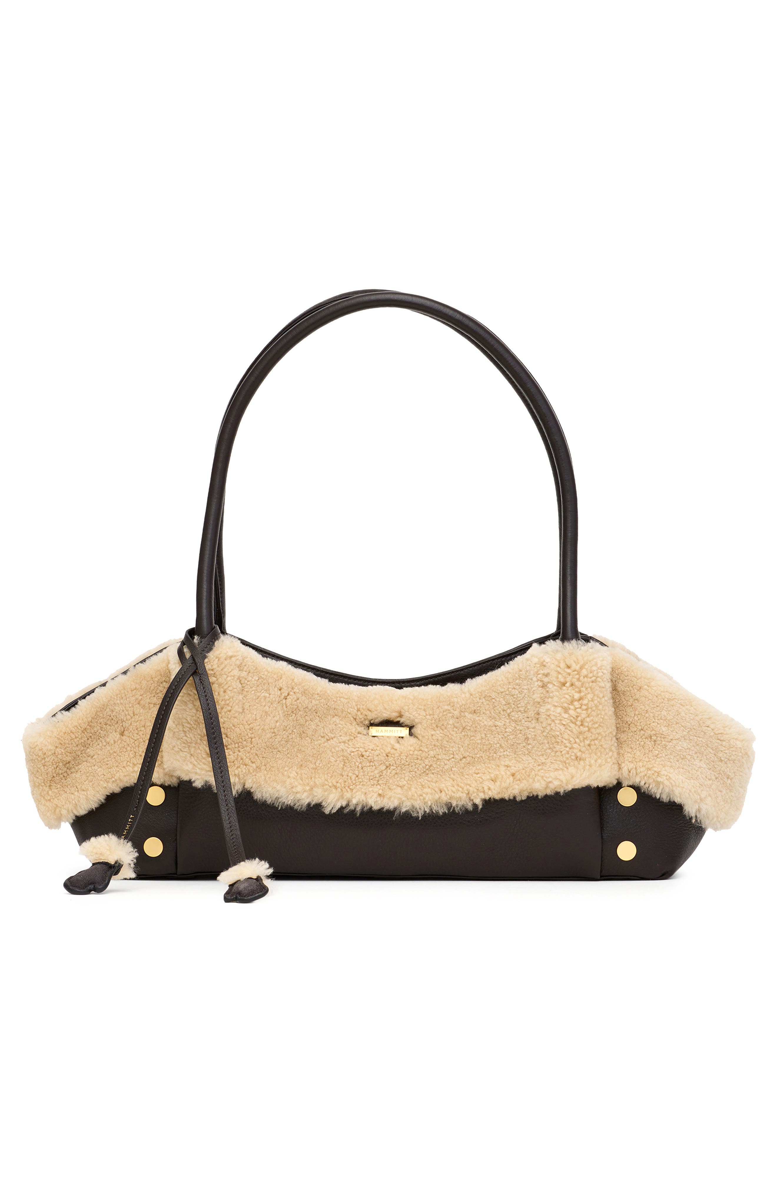 HAMMITT Short Paul Genuine Shearlign 
Leather Baguette Bag, Alternate, color, Sundance Shearling/Gold