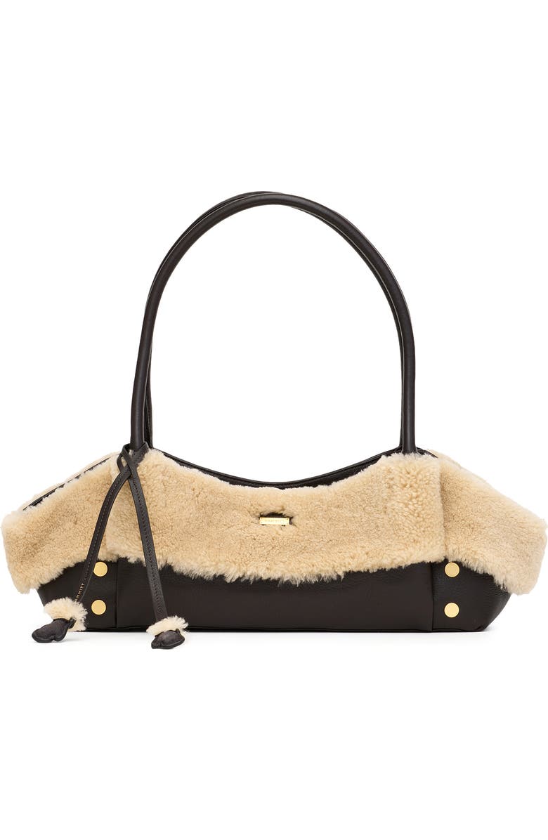 HAMMITT Short Paul Genuine Shearlign & Leather Baguette Bag, Alternate, color, Sundance Shearling/Gold