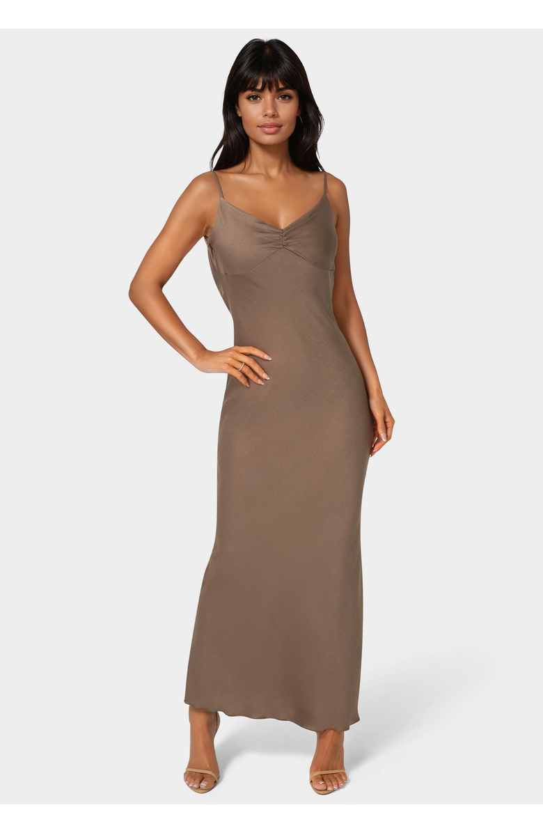 bebe Crepe Drape Back Maxi Dress, Main, color,