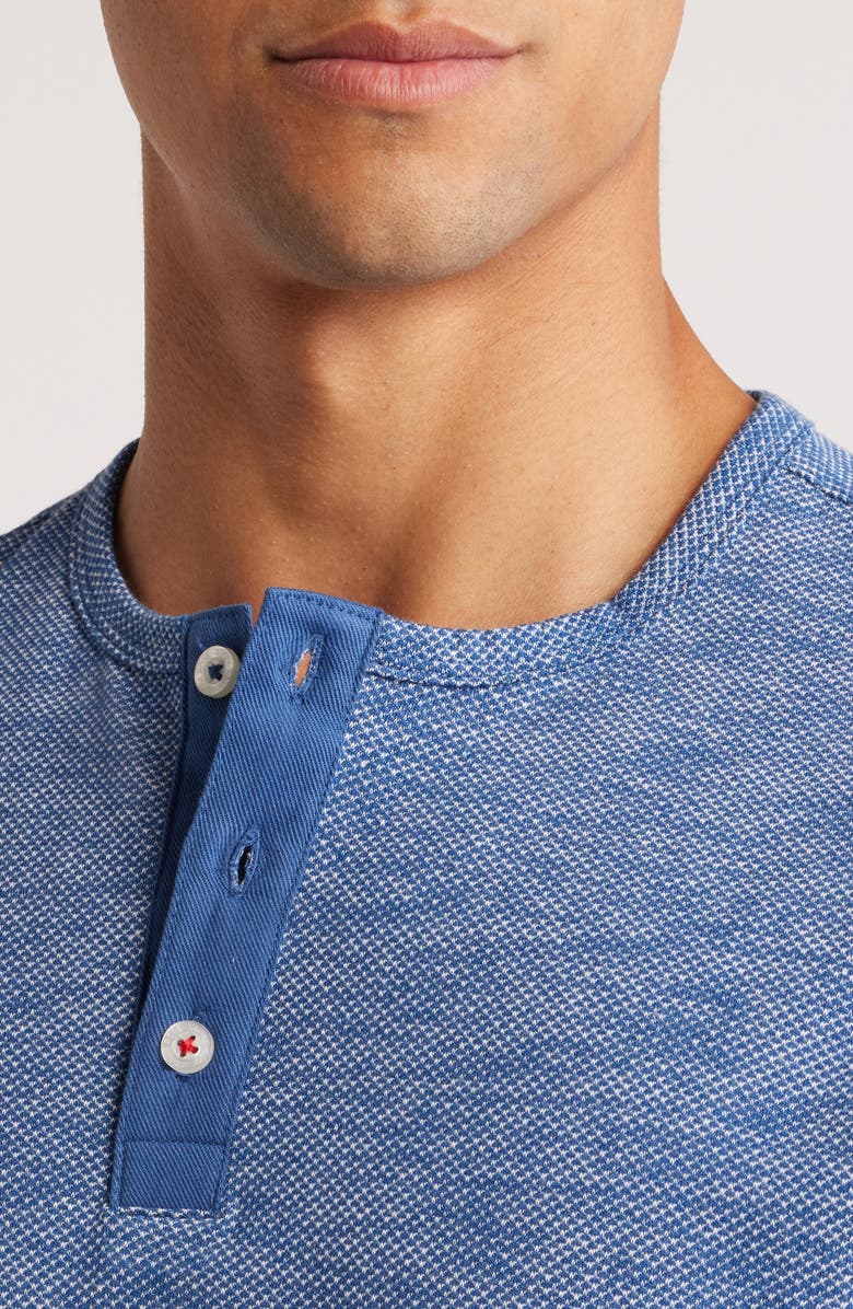 Stone Rose Performance Piqué Henley, Alternate, color, Denim Blue