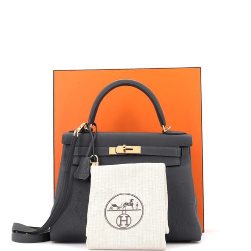 Pre-owned Hermes Hermes Kelly Handbag Grey Togo With Permabrass Hardware 28 In Gray