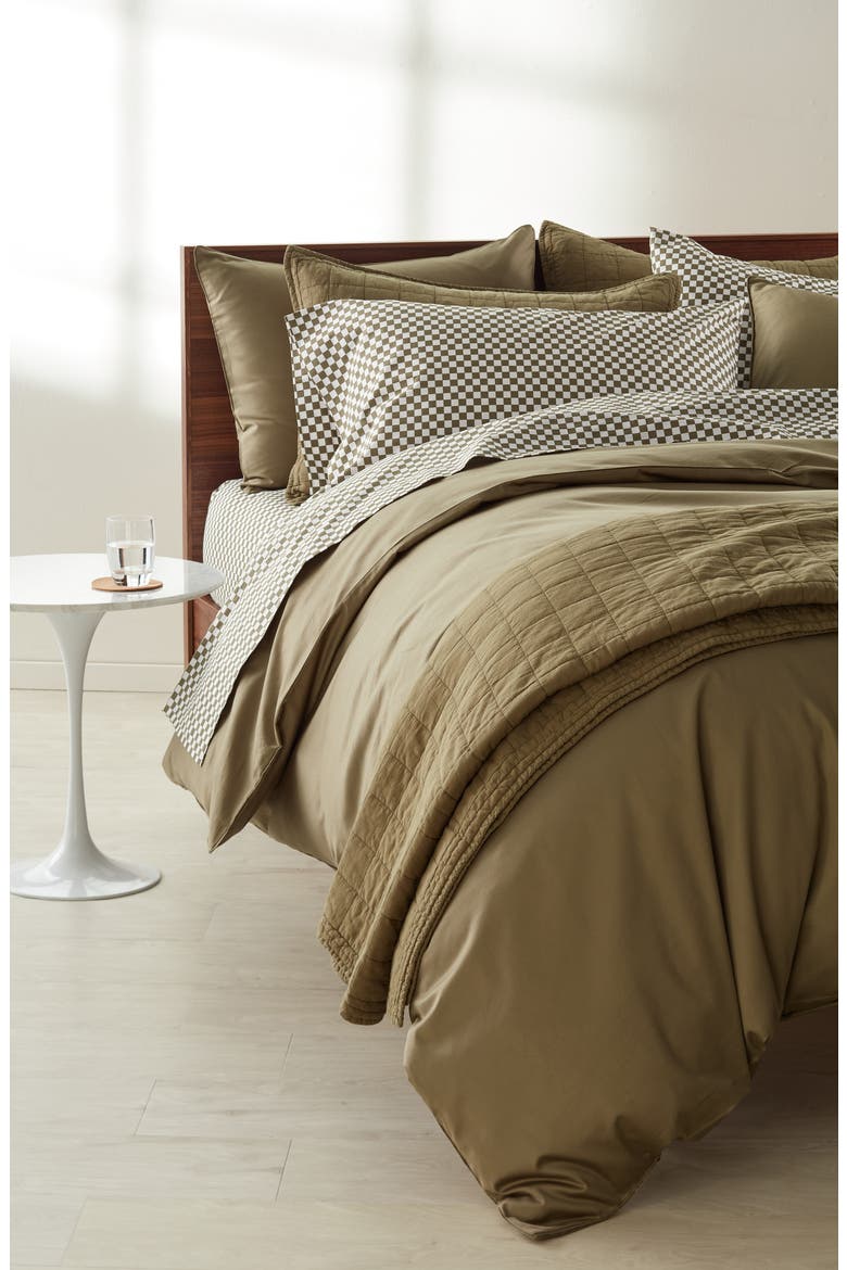 Checkerboard Cotton Percale Sheet Set, Alternate, color, GREEN LICHEN CHECKER