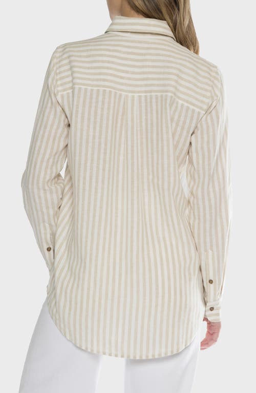 Matty M . Fletcher Long Sleeve Button Front Shirt In Neutral