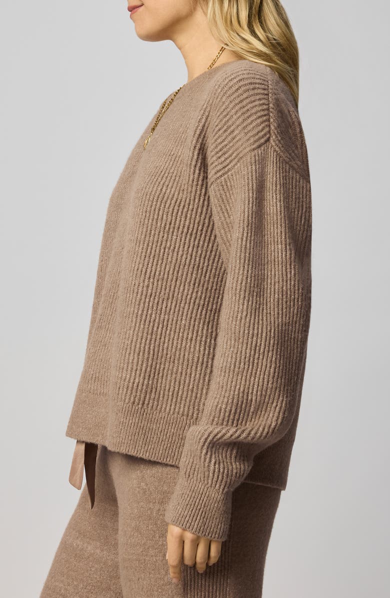 Splendid Stassi Satin Tie Back Sweater, Alternate, color, Macchiato Brown Heather