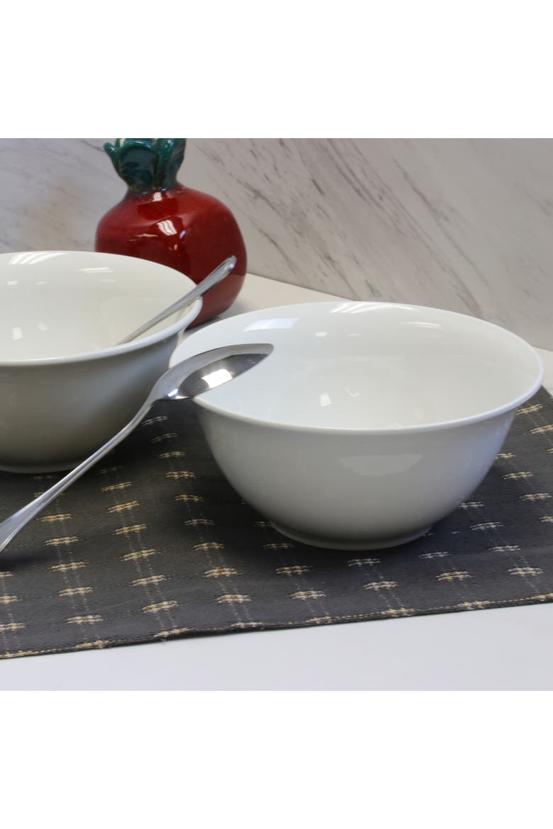 2 Piece 7.5 Inch Ceramic All-Purpose Round Bowl Set, Alternate, color, White