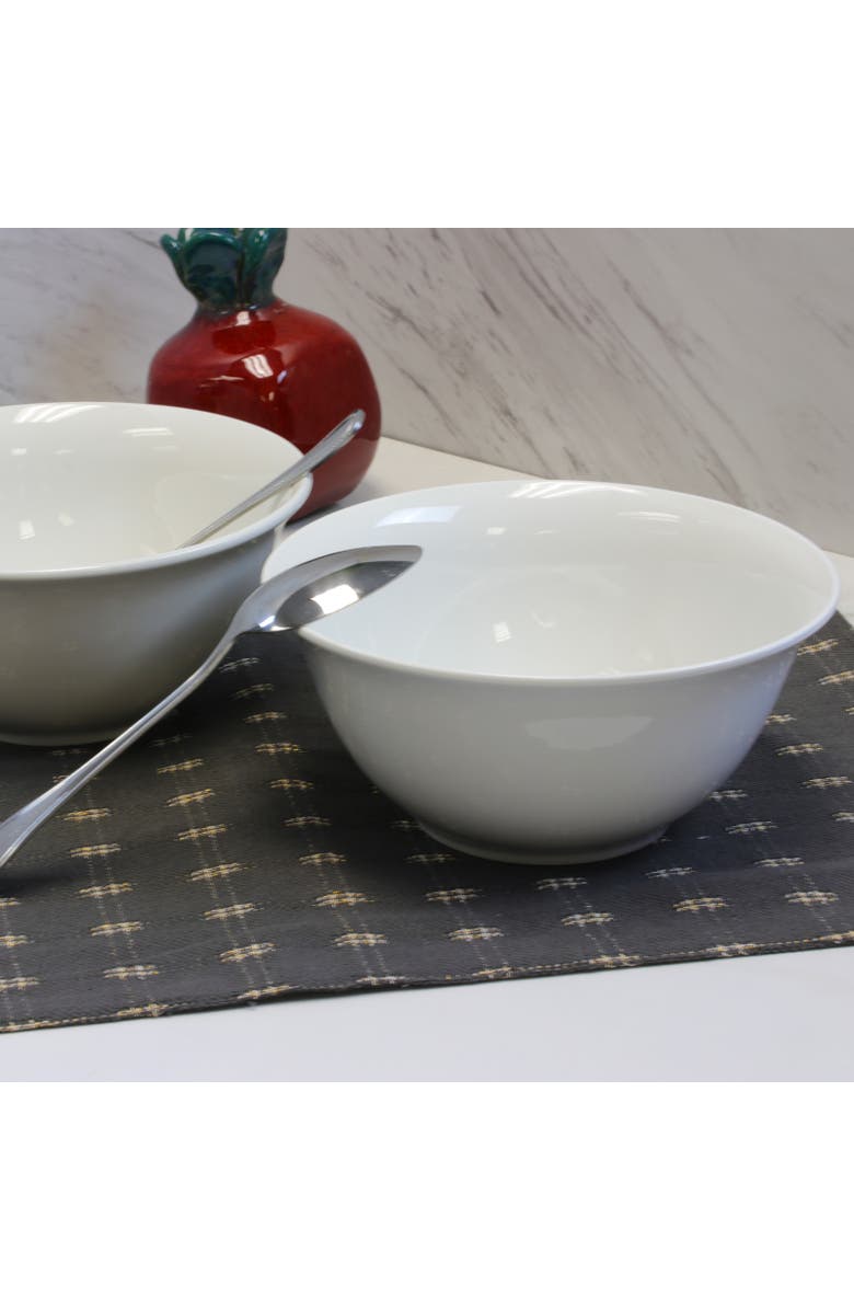 Gibson Home 2 Piece 7.5 Inch Ceramic All-Purpose Round Bowl Set, Alternate, color, White