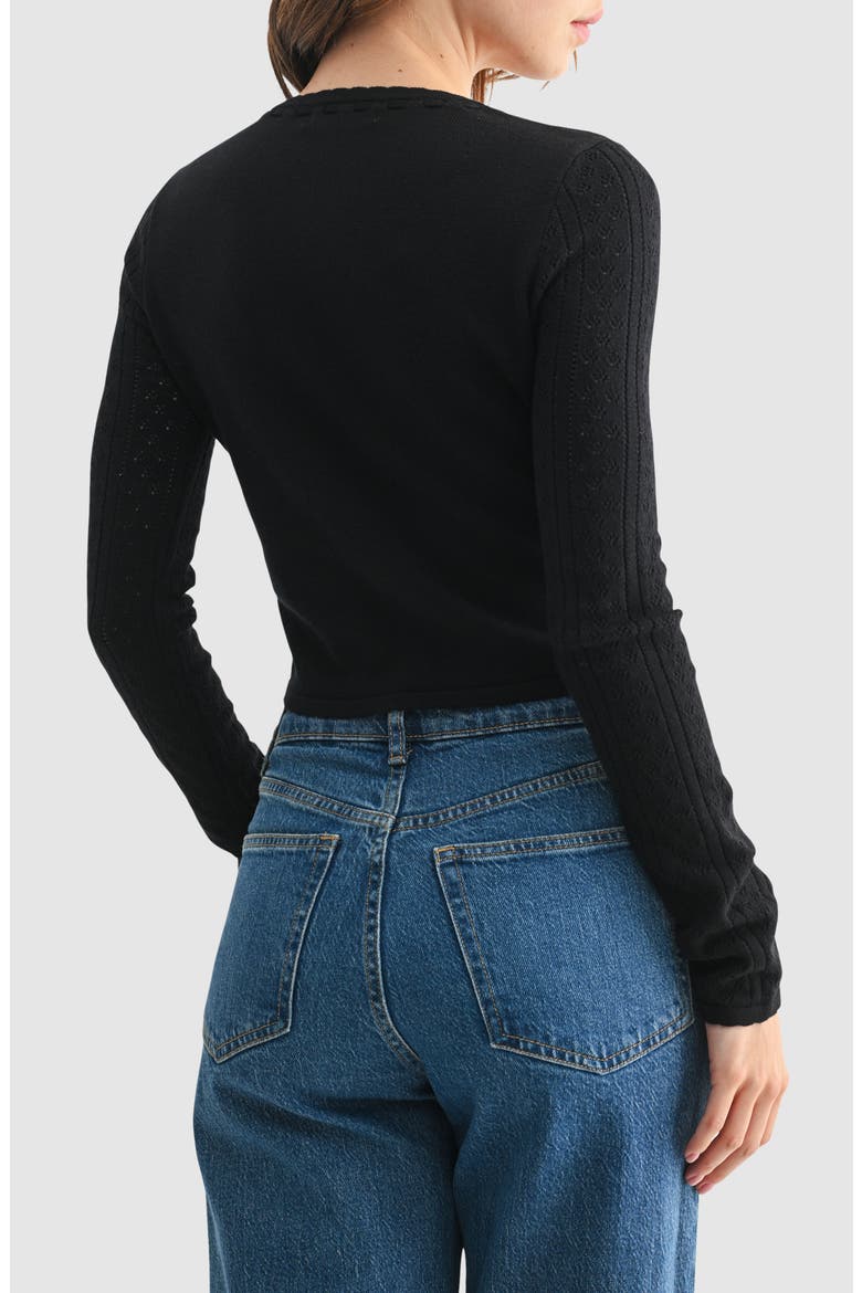 Pointelle Cardigan, Alternate, color, BLACK