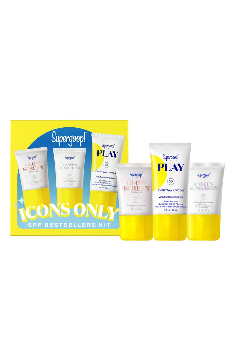 Supergoop!<sup>®</sup> Icons Only 3-Piece Sunscreen Set $48 Value, Main, color, 