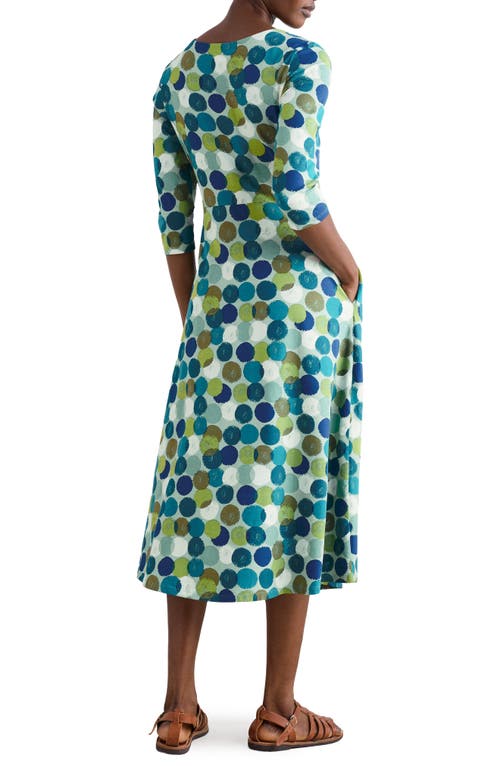 Seasalt Cornwall Veronica Print Stretch Organic Cotton Jersey Midi Dress In Green