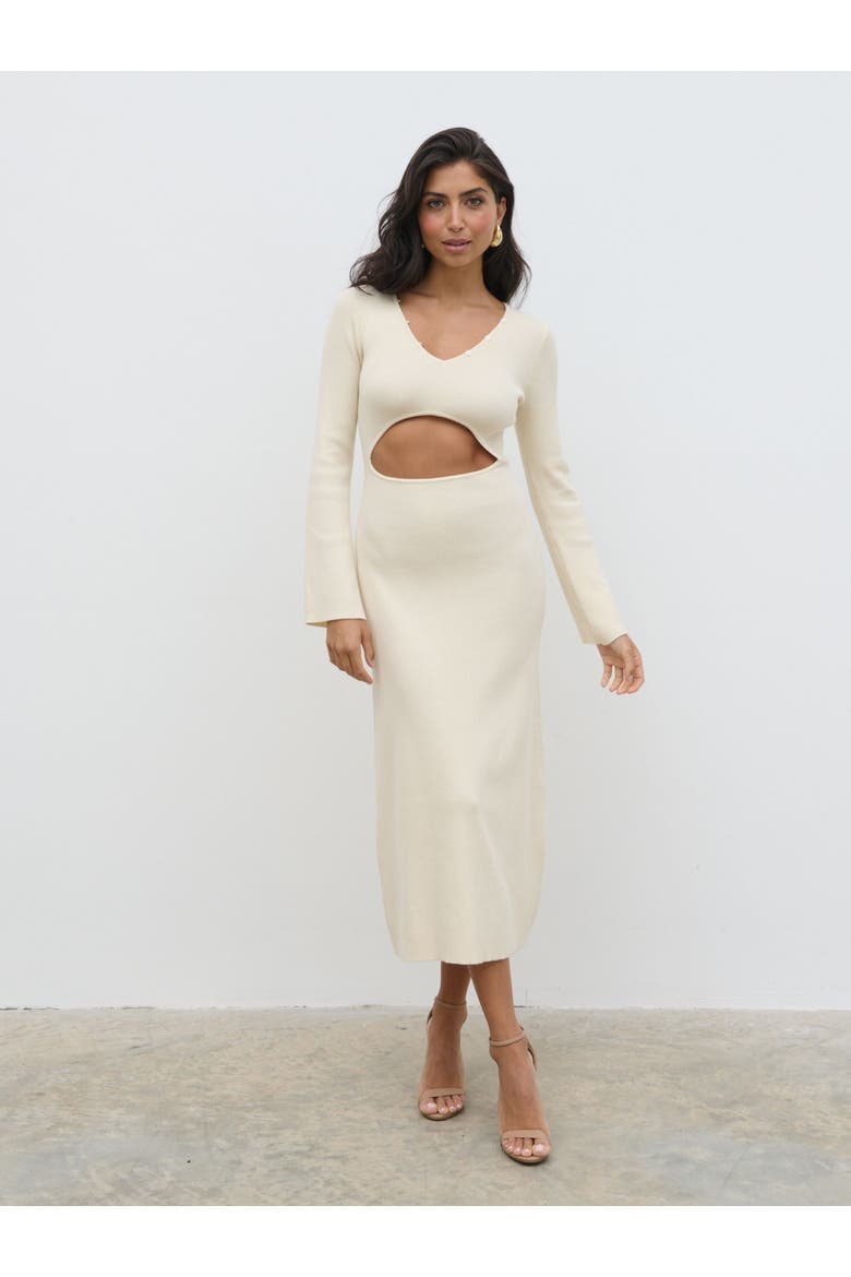 Zahra Cut Out Button Knit Maxi Dress, Main, color, Cream